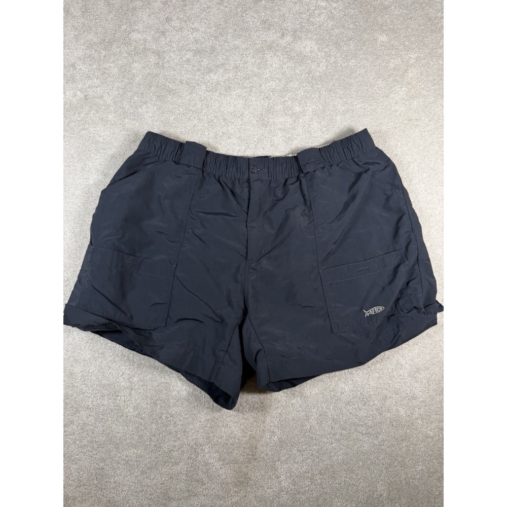 AFTCO Bluewater Cargo Shorts Men's 44 Black Nylon Fishing Outdoor 5 In Inseam